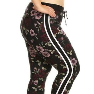 Curvy Floral Stripe Activewear SZ-3XL